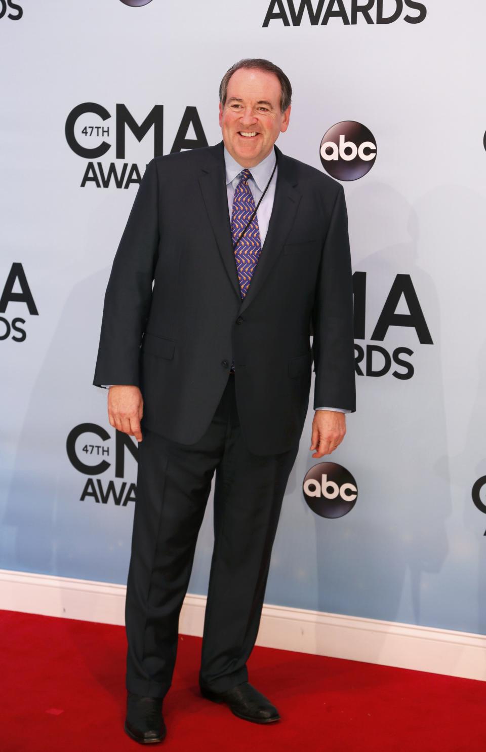 Former Arkansas Governor Mike Huckabee arrives at the 47th Country Music Association Awards in Nashville, Tennessee