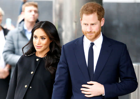 FILE PHOTO: Britain's Prince Harry and Meghan, Duchess of Sussex visit the New Zealand House to sign the book of condolence on behalf of the Royal Family in London, Britain March 19, 2019. REUTERS/Henry Nicholls