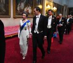 <p>Princess Anne arrives at the <a href="https://www.townandcountrymag.com/society/politics/a27704257/queen-elizabeth-state-banquet-president-trump-buckingham-palace/" rel="nofollow noopener" target="_blank" data-ylk="slk:state banquet at Buckingham Palace;elm:context_link;itc:0;sec:content-canvas" class="link ">state banquet at Buckingham Palace</a>, which is being held in honor of President Trump's visit to the U.K. She's seen here walking with Jared Kushner in the East Gallery.</p>