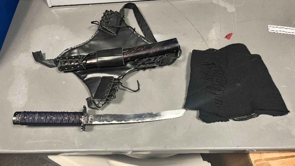 <div>A sword was found in possession of a robbery suspect in Santa Rosa on Monday.</div> <strong>(Santa Rosa PD)</strong>