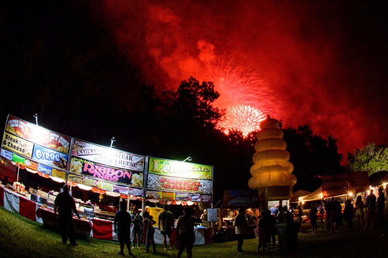 Fireworks light up the sky during the fourth of July celebration at Fort Bragg on July 4, 2018. This year's event is said to be the biggest one yet.