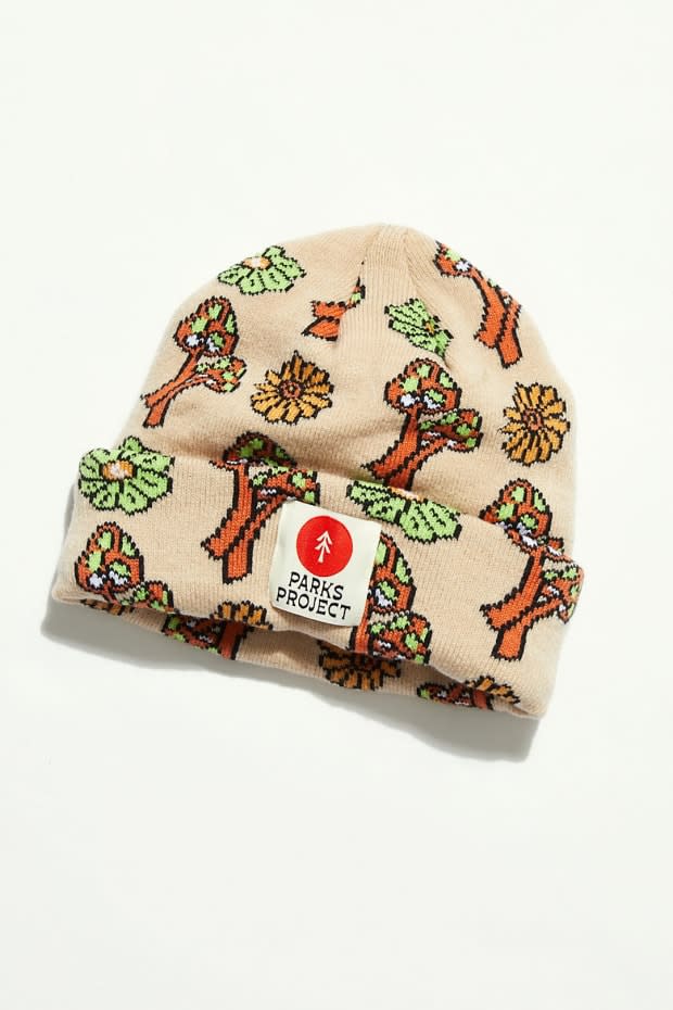 <p>Parks Project Good Vibes Shroom Beanie, $40, <a href="https://rstyle.me/+YnJftc2ZY6oGdGREvrlpUw" rel="nofollow noopener" target="_blank" data-ylk="slk:available here.;elm:context_link;itc:0;sec:content-canvas" class="link ">available here.</a> </p>