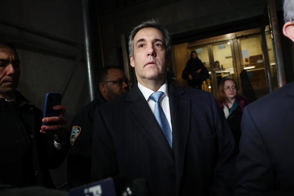 Former Donald Trump lawyer and loyalist Michael Cohen walks out of a Manhattan courthouse after testifying before a grand jury on March 13, 2023 in New York City (Getty Images)