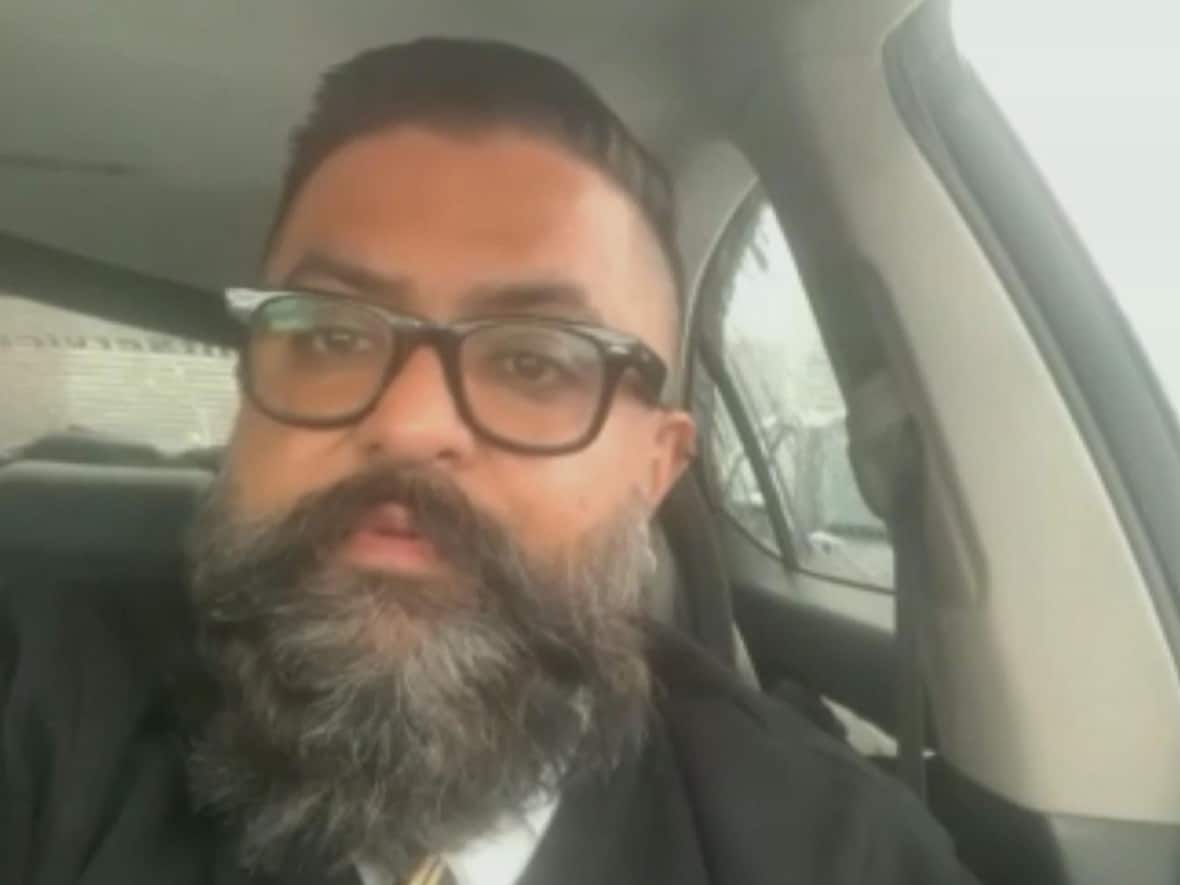Airport taxi driver Sukhi Sidhu was stranded on Toronto's Highway 401 for more than eight hours, starting at 7:15 a.m. ET Monday.  (CBC - image credit)