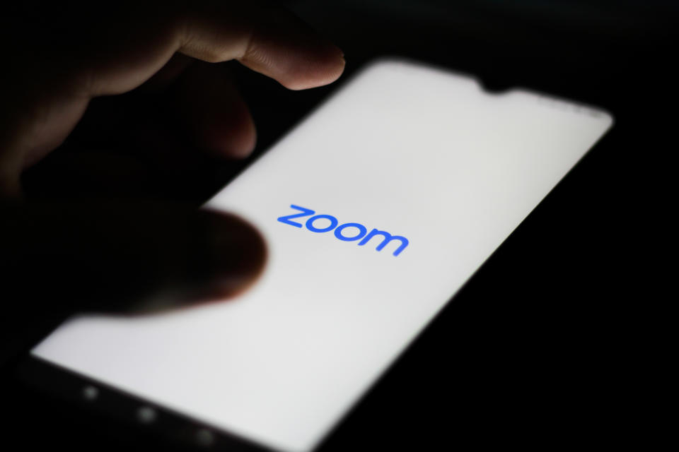 BRAZIL - 2020/05/25: In this photo illustration a Zoom Video logo seen displayed on a smartphone. (Photo Illustration by Rafael Henrique/SOPA Images/LightRocket via Getty Images)