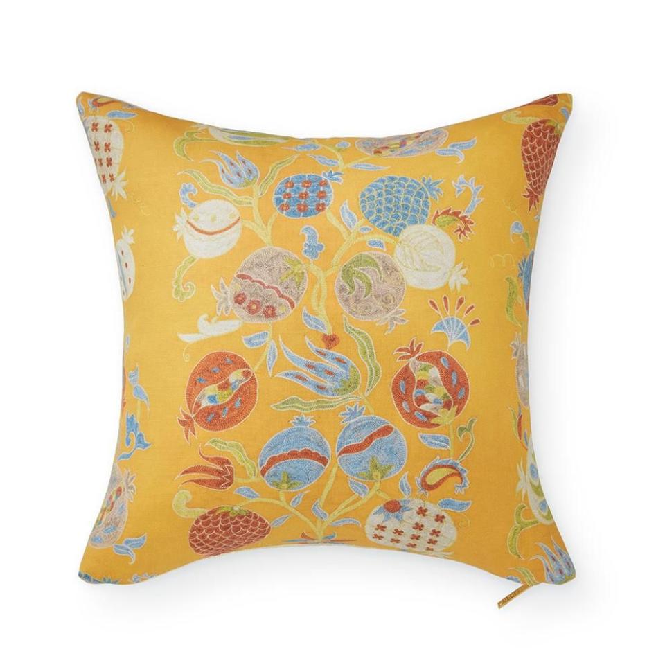 41) Golden Pomegranate Suzani Throw Pillow