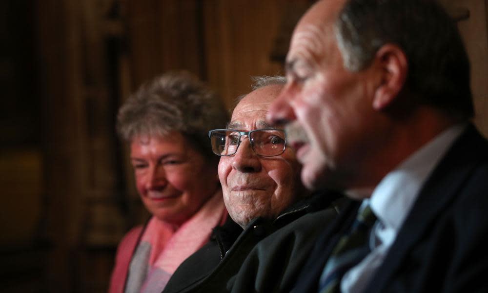 Paul Willer with Jo Roundell Greene and Lord Attlee in the Houses of Parliament on the 80th anniversary of the Kindertransport scheme.