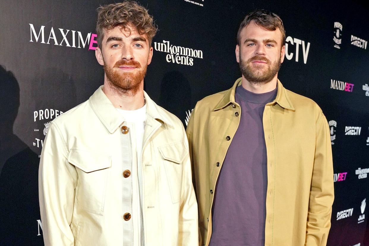 LOS ANGELES, CALIFORNIA - FEBRUARY 12: Andrew Taggart and Alex Pall of The Chainsmokers attend The Chainsmokers and JAJA Tequila celebrate Big Game Weekend at the MaximBet Music at The Market powered by DirecTV at City Market on February 12, 2022 in Los Angeles, California. (Photo by Presley Ann/Getty Images for JAJA Tequila)