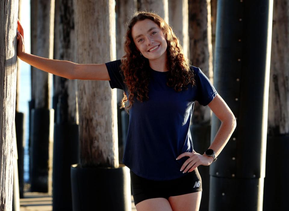 Sadie Engelhardt, posing by the Ventura Pier, is the top recruit for the Class of 2025 and says she will likely make her college choice next fall.