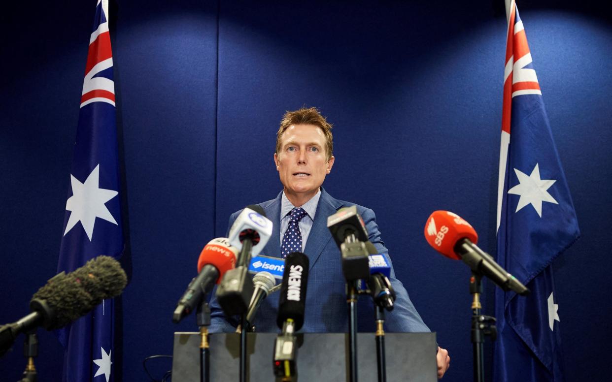 Australia's attorney general Christian Porter speaks during a press conference in Perth - STEFAN GOSATTI /AFP