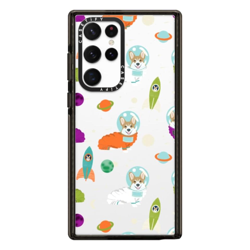 25) Corgi outer space astronaut cute clear case gifts for welsh corgi lovers