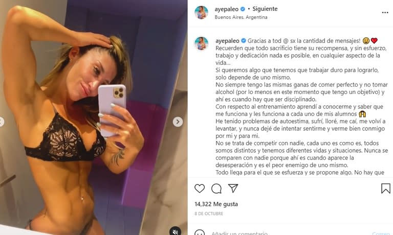 La modelo fitness comparte sus rutinas con sus seguidores de Instagram