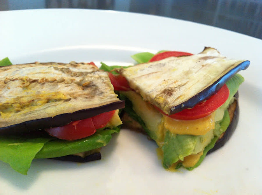 <strong>Get the <a href="http://www.kalewithlove.com/2012/01/breadless-sandwich.html">Eggplant Sandwich</a> recipe from Kale With Love</strong>