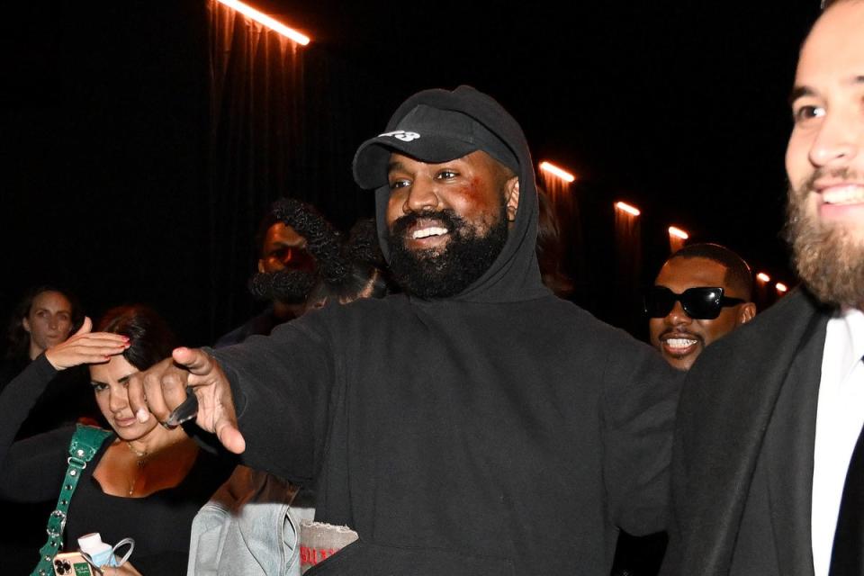 Kanye at the Balenciaga show last month (Getty Images For Balenciaga)