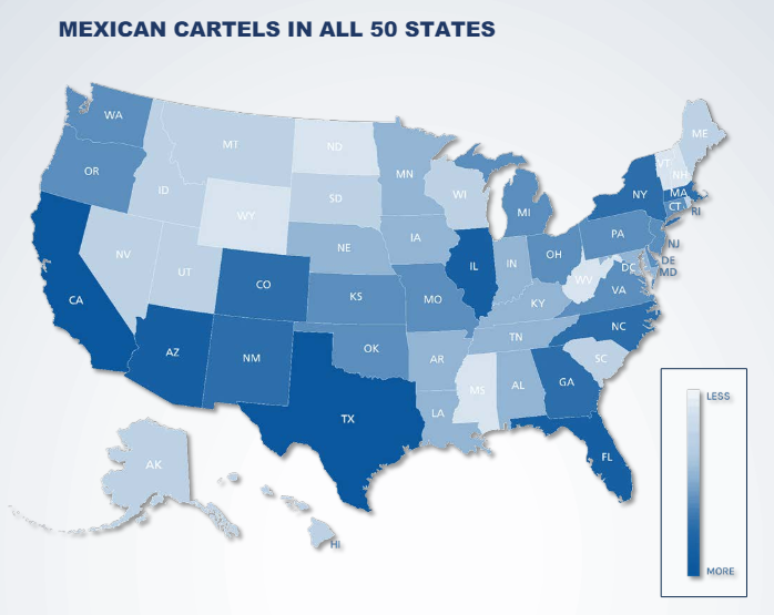 Map of Mexican cartel presence in the U.S.