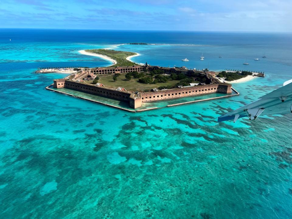 An aerial view of Dry Tortugas National Park on February 7, 2022.