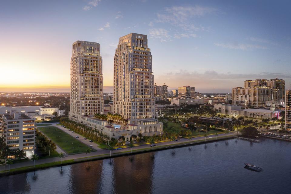Rendering of South Flagler House, a 27-story twin-tower condominium planned for West Palm Beach.