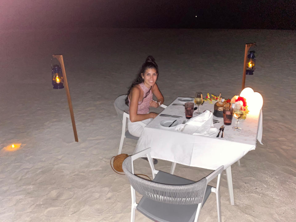 Eventually, Olivia De Freitas and her husband, Raul, were the only guests left at the luxury resort in the Maldives (Photo: Courtesy of Raul and Olivia De Freitas).