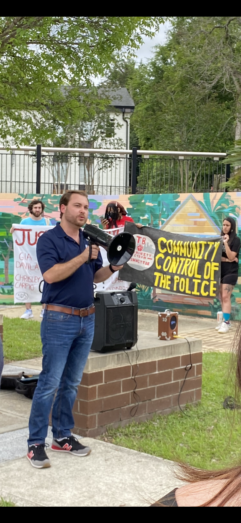 United Faculty of Florida President Andrew Gothard speaks during student protest to fight against HB999 as Florida Board of Governors committee meetings are being held at FAMU on Tuesday, March 28, 2023.