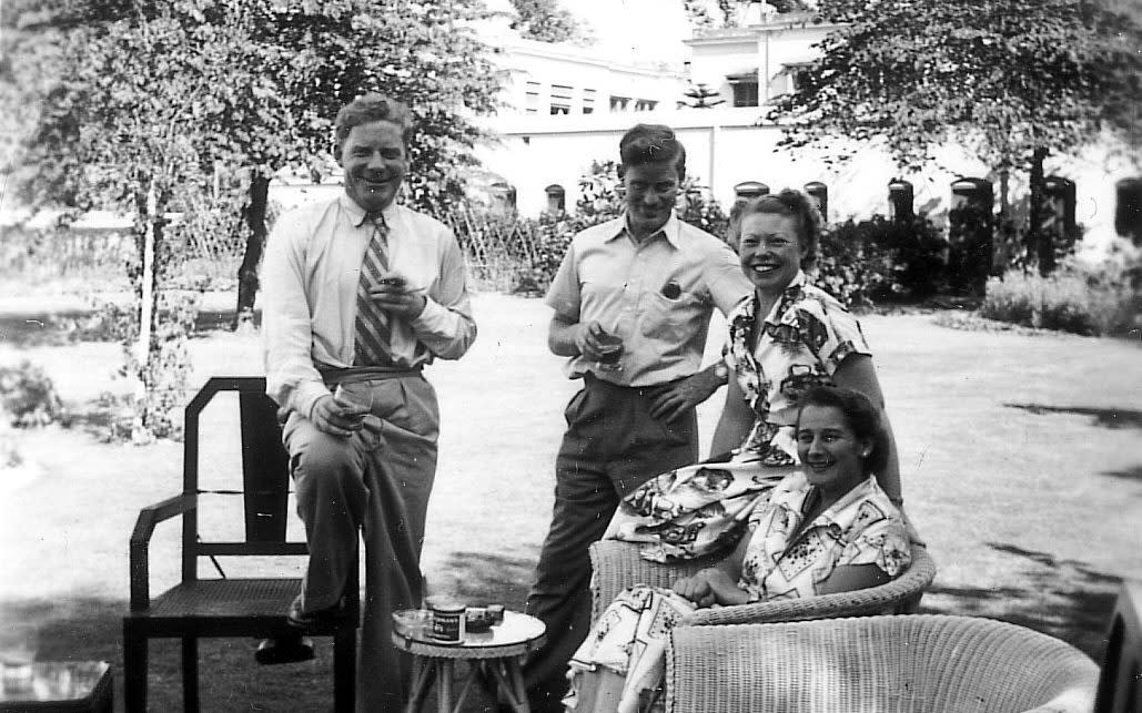 Desmond Plunkett his wife Patricia Plunkett (far right) , his brother Gillian Plunkett with his wife Jean Plunkett, at Calcutta after the war