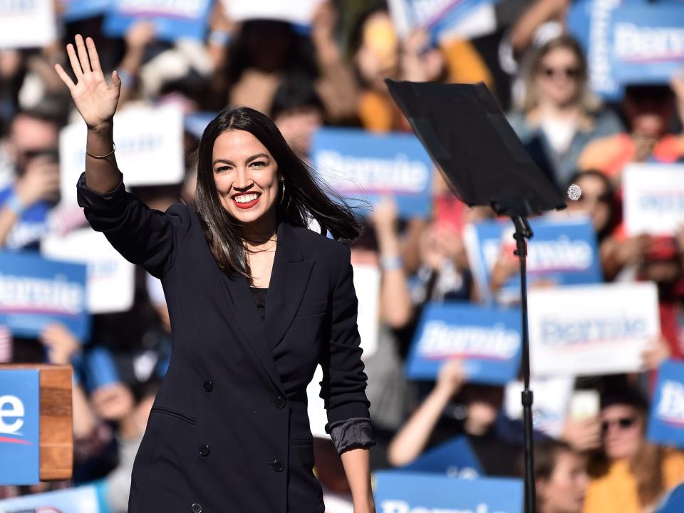 Rep. Alexandria Ocasio-Cortez at a rally.