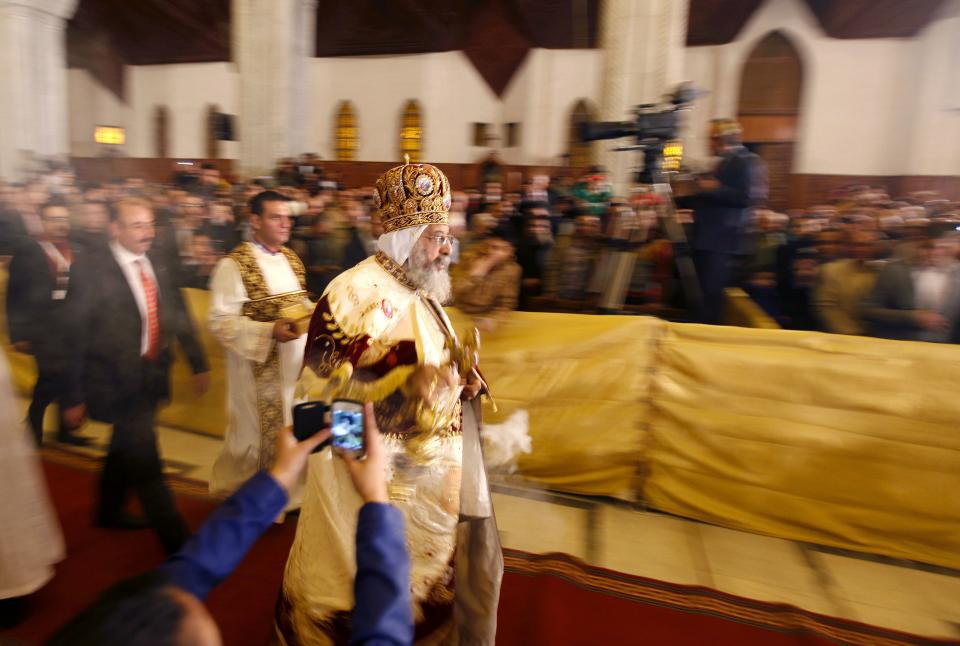Pope Tawadros II leads the Coptic Christmas eve mass in Cairo