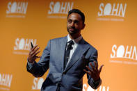 Chamath Palihapitiya, Founder and CEO of Social Capital LP, speaks at the Sohn Investment Conference in New York City, U.S. May 4, 2016. REUTERS/Brendan McDermid