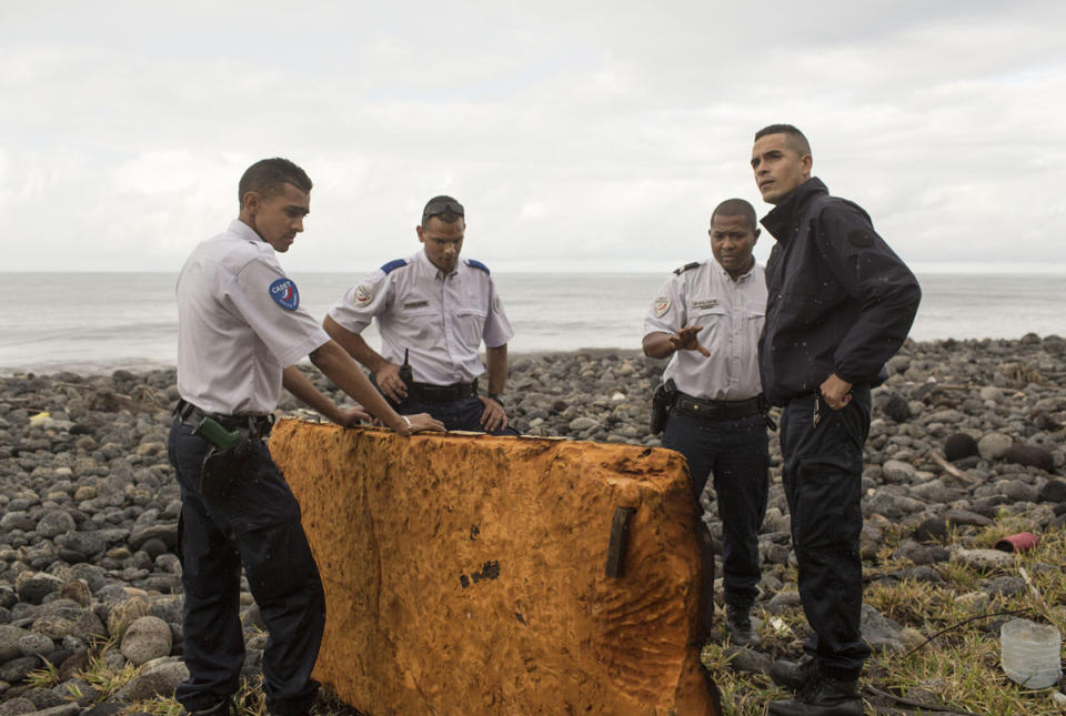 An object found on the coast of Saint Andre in 2015 during the search for MH370 debris (Rex)