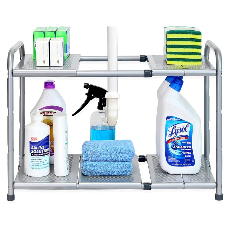 SimpleHouseware Under Sink 2 Tier Expandable Shelf Organizer Rack