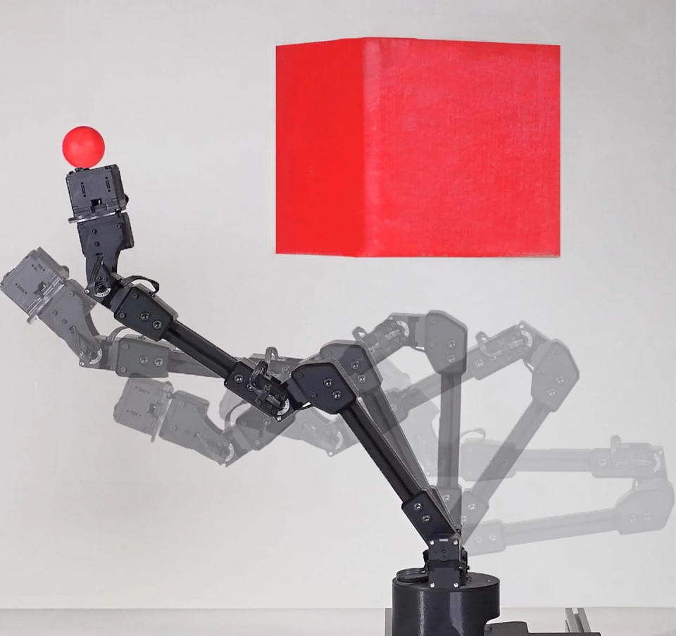 Graphic shows a progression of the self-aware robot's range of motion.