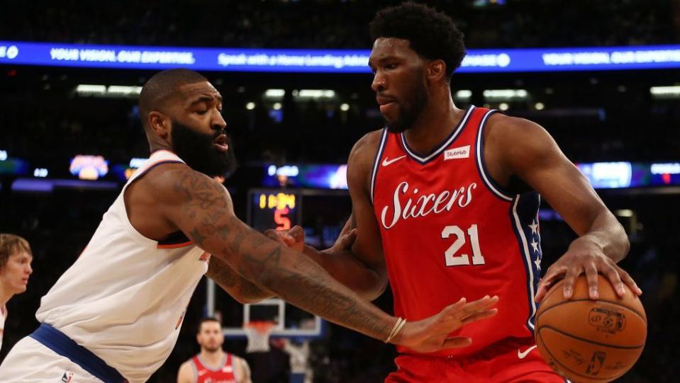 Joel Embiid was definitely back, and he led the Sixers to victory on Christmas Day. (Getty Images)