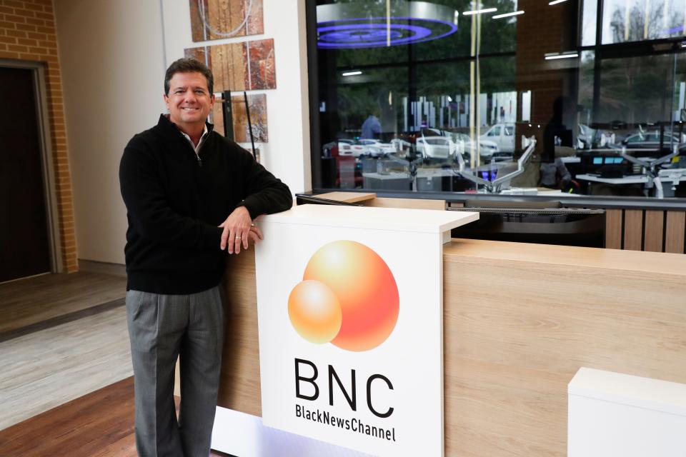 Black News Channel CEO Bob Brillante stands in the lobby of the news network Tuesday, Jan. 7, 2020. 