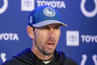 Indianapolis Colts head coach Shane Steichen attends a press conference in Frankfurt, Germany, Friday, Nov. 10, 2023. The New England Patriots will play against the Indiana Colts in a NFL game on Sunday. (AP Photo/Michael Probst)