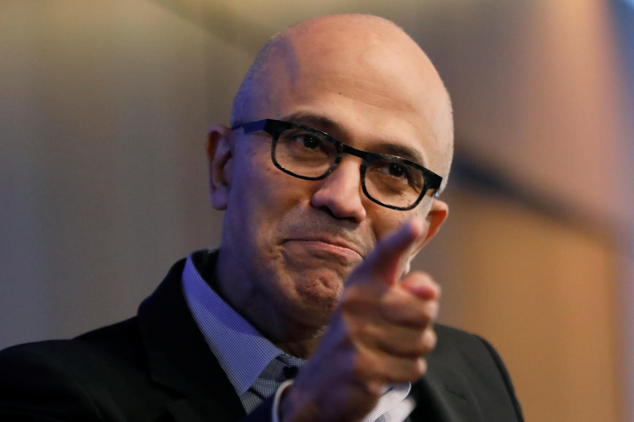 Microsoft CEO Satya Nadella speaks during a Reuters Newsmaker event in Manhattan, New York, U.S., September 27, 2017. REUTERS/Shannon Stapleton