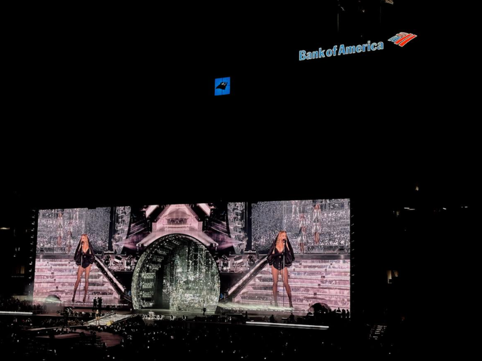 View of Beyoncé performing from stands of Bank of America Stadium. Chyna Blackmon