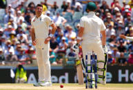 Cricket - Ashes test match - Australia v England - WACA Ground, Perth, Australia, December 17, 2017. England's James Anderson reacts after his LBW appeal was not given, but was overturned on appeal, for Australia's captain Steve Smith during the fourth day of the third Ashes cricket test match. REUTERS/David Gray