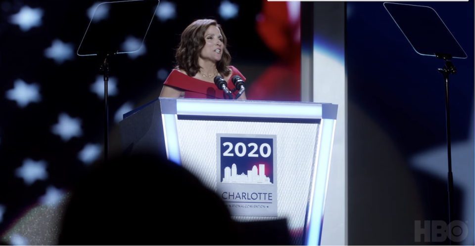 Selina Meyer accepts the presidential nomination in Veep's finale