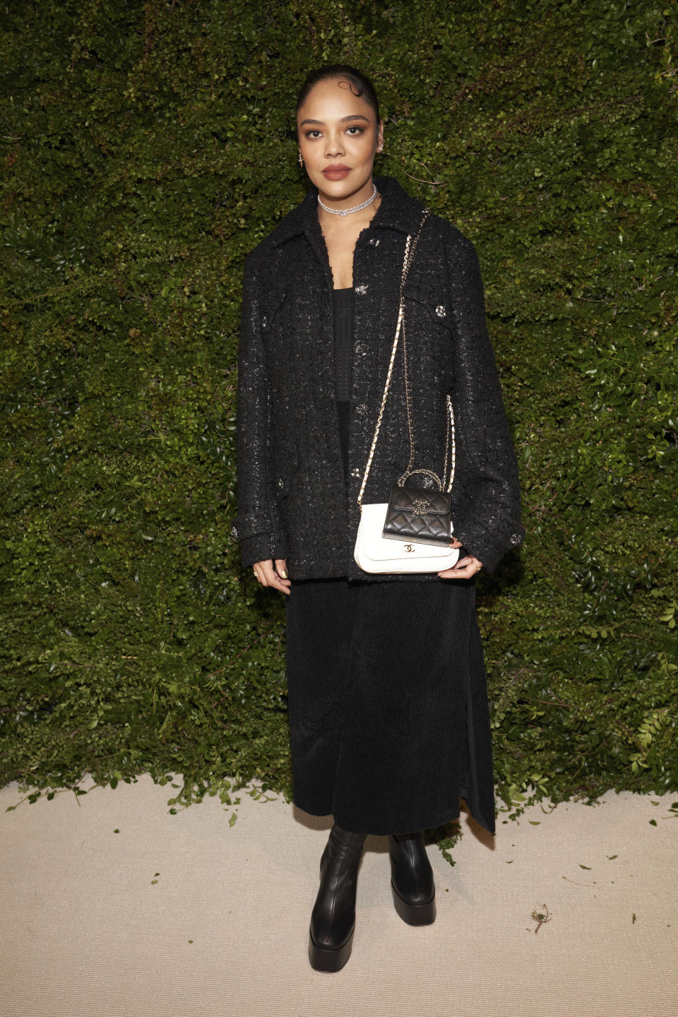 Tessa Thompson arrives at The Academy Women's Luncheon presented by CHANEL on Wednesday, Nov. 16, 2022, at Academy Museum of Motion Pictures in Los Angeles. (AP Photo/Allison Dinner)