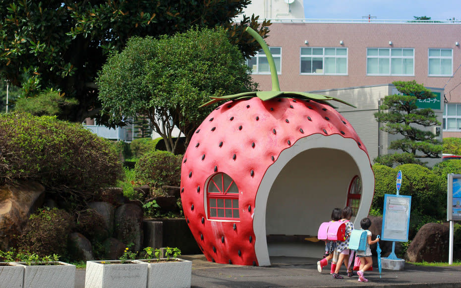 Fruit Shaped Bus Stops in Japan