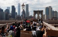 Demonstrators march across Brooklyn Bridge against the death in Minneapolis police custody of George Floyd in Brooklyn New York