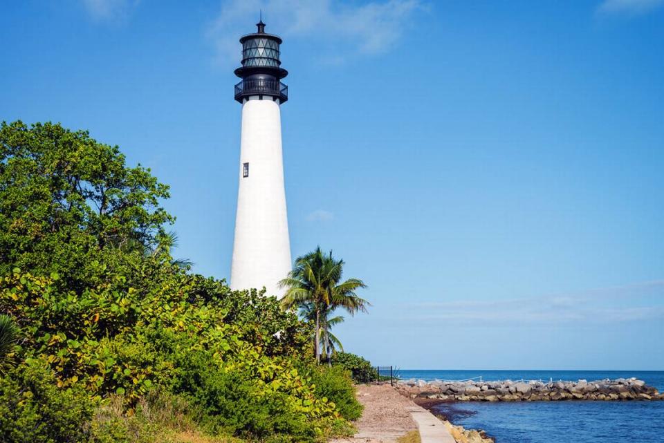 Cape Florida lighthouse Key Biscayne in Miami-Dade County, Florida.