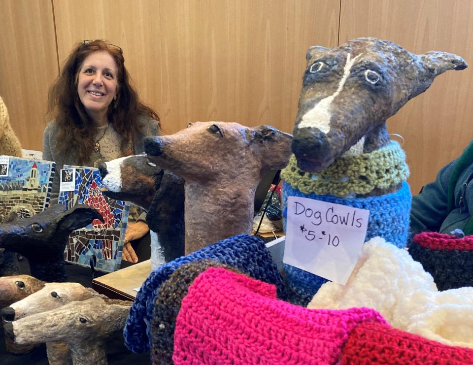 Artist Laurie Gaines makes sculptures, mosaics and neck warmers for dogs. Is a cowl made for and worn by dogs an item of clothing?