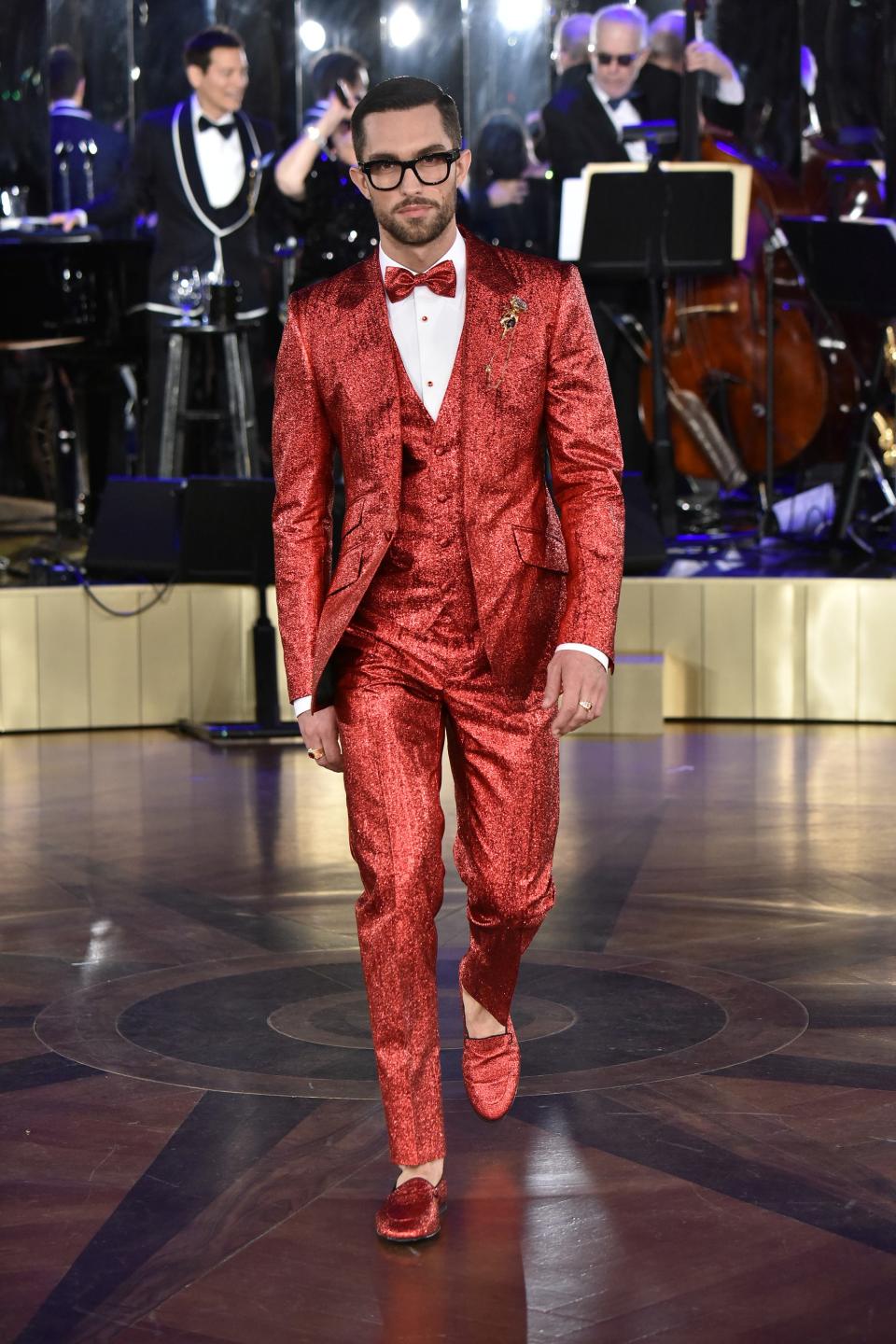 Dolce & Gabbana presented their Alta Sartoria menswear to a crowd that included Nick Jonas, Trevor Noah, and Steve Harvey.