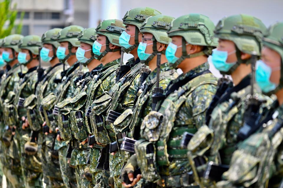 Soldiers in Tainan, southern Taiwan, in 2020.