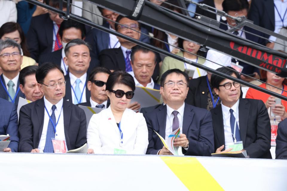 張善政（左起）、盧秀燕、黃偉哲、陳其邁出席520總統就職慶祝大會。陳品佑攝