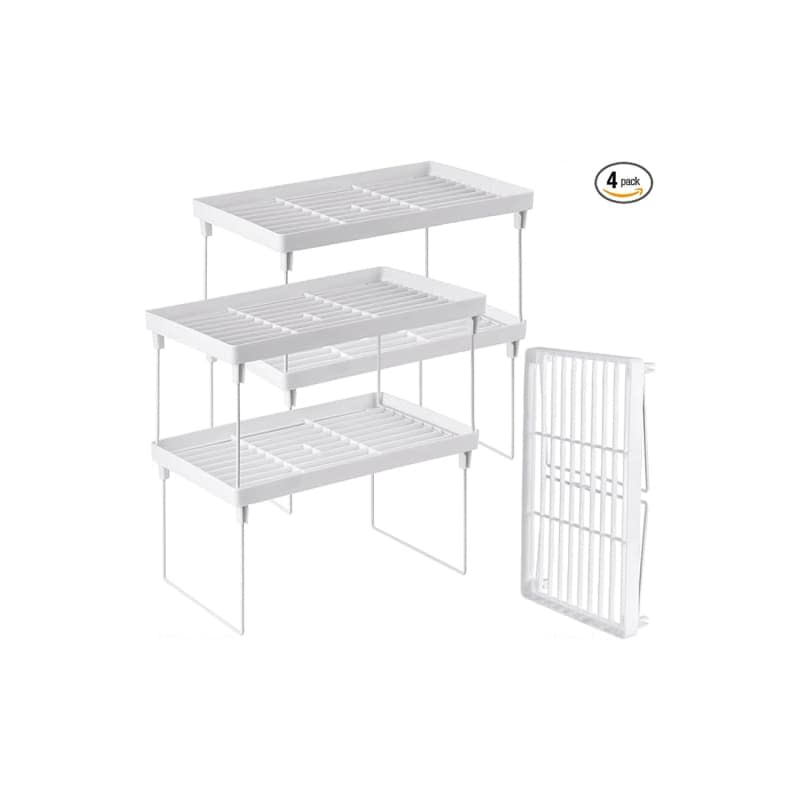 NiHome 4-Pack Stackable Plastic Kitchen Storage Shelf