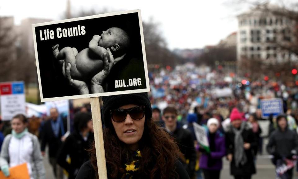 An anti-abortion advocate participates in the March for Life, January 27, 2017 in Washington, DC. 