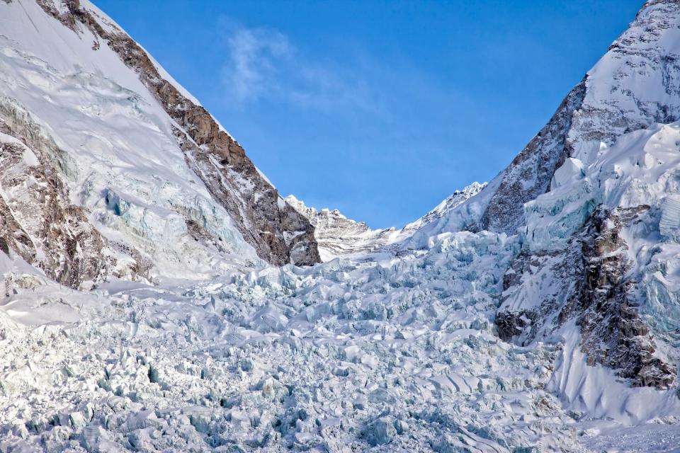 Khumbu Icefall photographed from below