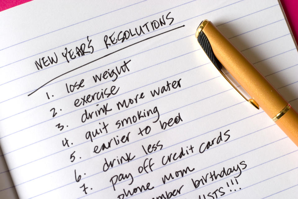 A list of New Year's resolutions