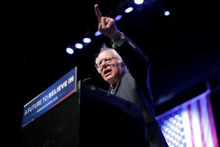 U.S. Democratic presidential candidate and U.S. Senator Bernie Sanders speaks at a campaign rally in Grand Prairie, Texas February 27, 2016. REUTERS/Brian Snyder